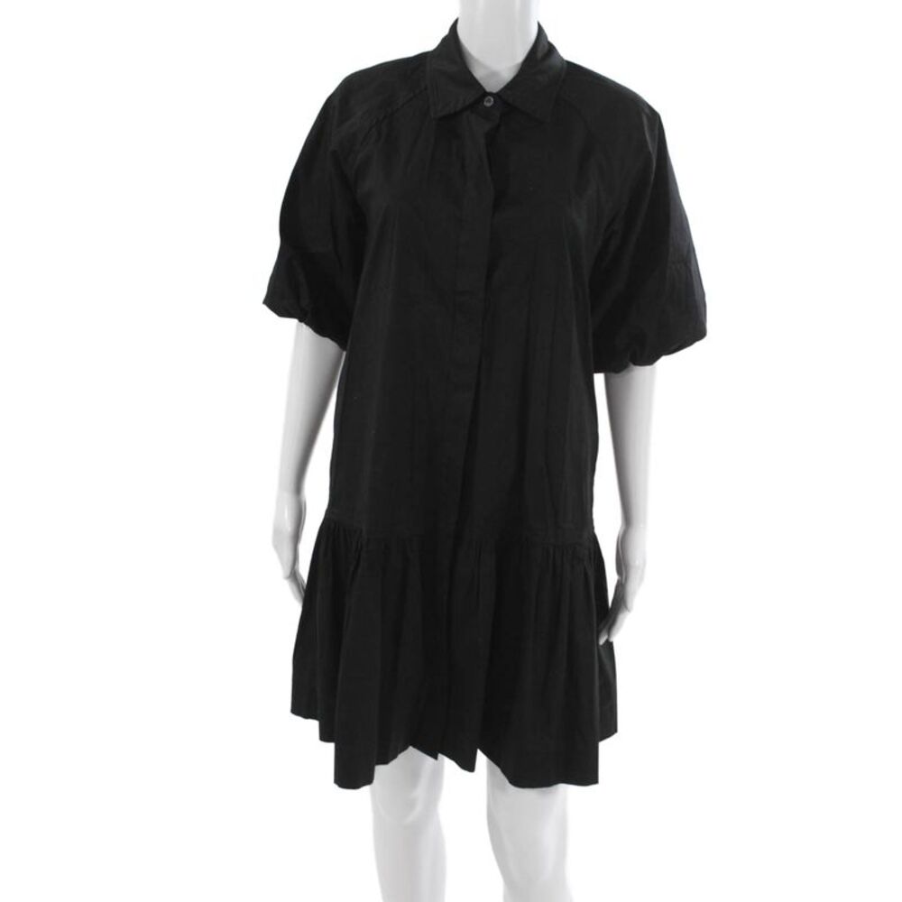 Kirna Zabete Womens Shirt Dress Black Button Short Sleeve Size S